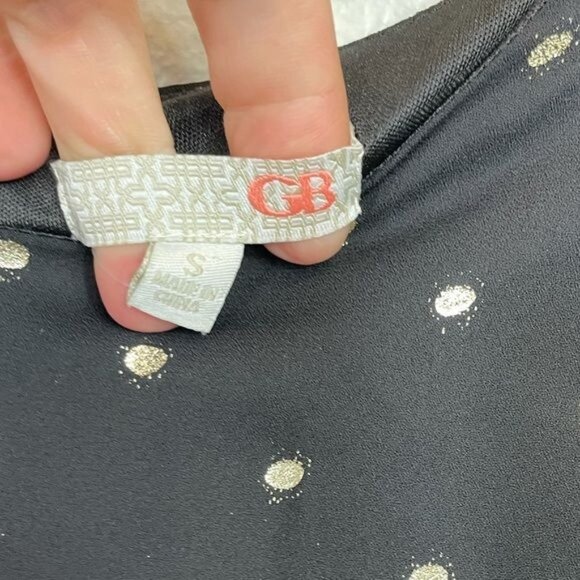 Gianni Bini Black & Gold Polka Dot Dress Size Small Bow Sleeve Ruffle Hem NWT - Picture 8 of 11